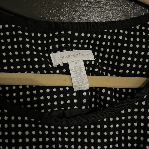 CHARTER CLUB SLEEVELESS A-LINE SHEATH BLACK WHITE WORK EVENT DRESS WOMEN SIZE 4 - Picture 3 of 16